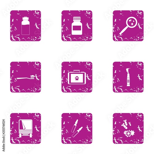 Devastation icons set. Grunge set of 9 devastation vector icons for web isolated on white background