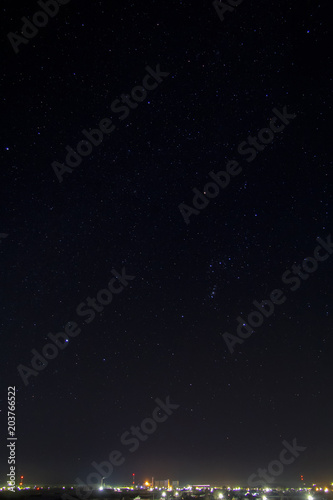 Night sky over the village in Russia