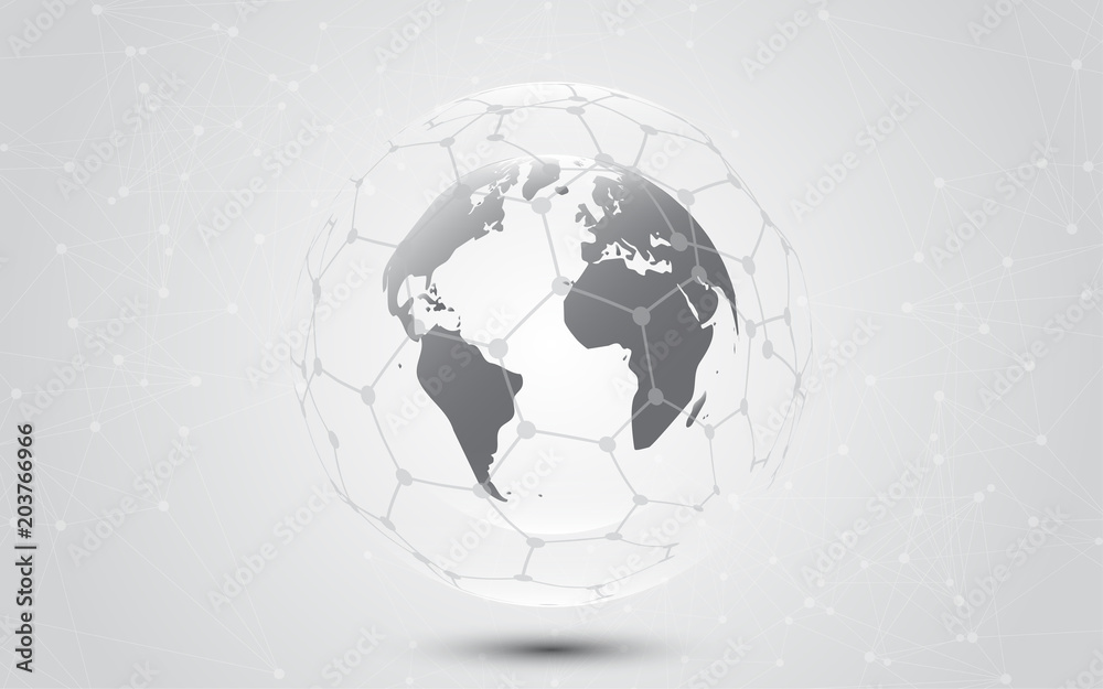 Global network connection World map abstract technology background global business innovation concept Global network connection World map abstract technology background global business innovation concept