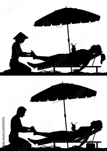 Vacation foot massage silhouettes