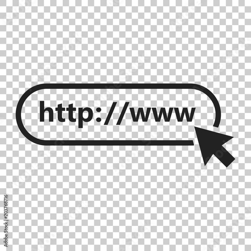 Address and navigation bar icon. Vector illustration on isolated transparent background. Business concept search www http pictogram.