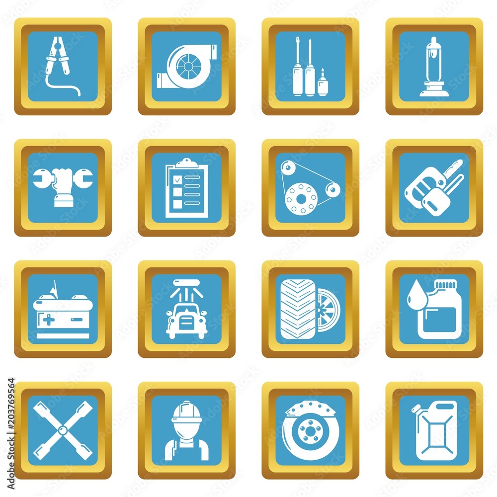 Auto repair icons set vector sapphirine square isolated on white background Auto repair icons set vector sapphirine square isolated on white background