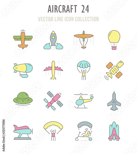 Set of Retro Icons of Aircraft.