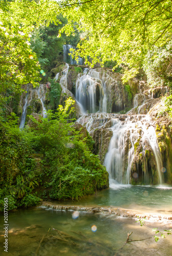 beautiful krushuna travertine waterfalls  northeast bulgarian  maarata reservation park near lovech