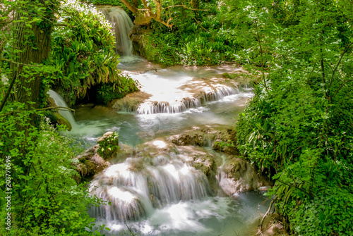 Fototapeta Naklejka Na Ścianę i Meble -  beautiful krushuna travertine waterfalls, northeast bulgarian, maarata reservation park near lovech
