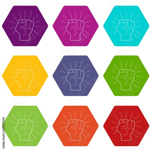 Riot icons 9 set coloful isolated on white for web