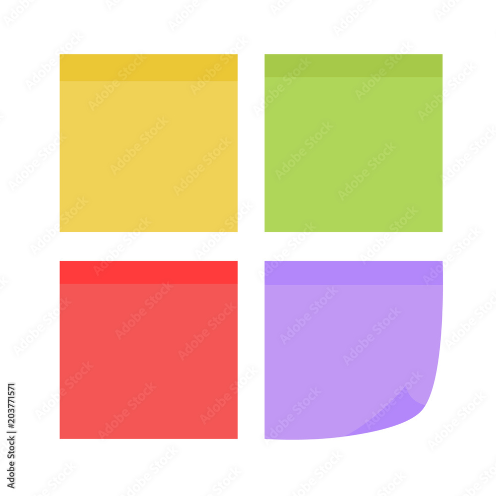 Multicolor notes post. Colored sticky note set. Post note paper vector
