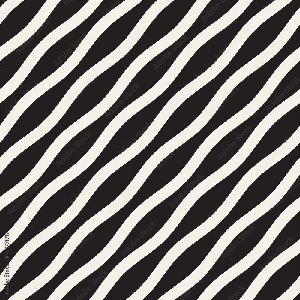 Vector seamless black and white wavy lines pattern. Abstract geometric background design. Vector seamless black and white wavy lines pattern. Abstract geometric background design.