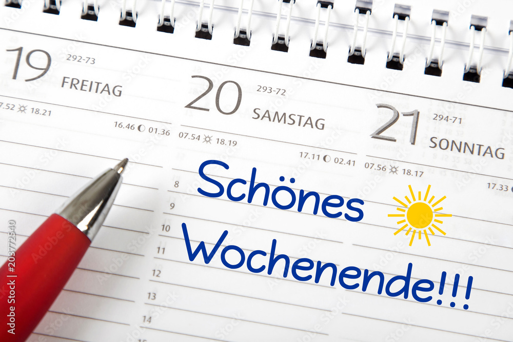 Eintrag im Kalender: Schönes Wochenende! Stock Photo Adobe Stock