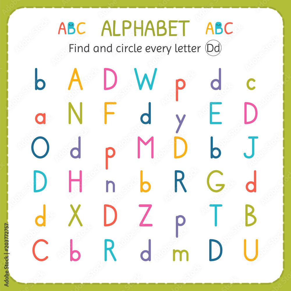 Find and circle every letter D. Worksheet for kindergarten and With Regard To Letter D Worksheet For Preschool