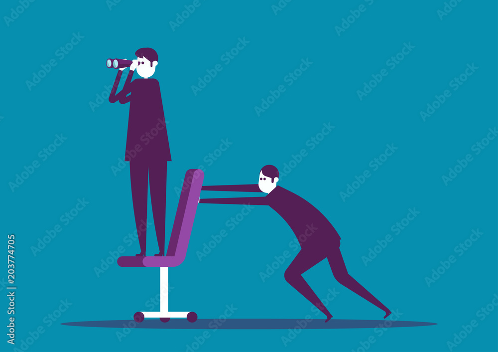 Employee push manager the way forward, Vector illustration direction business concept.