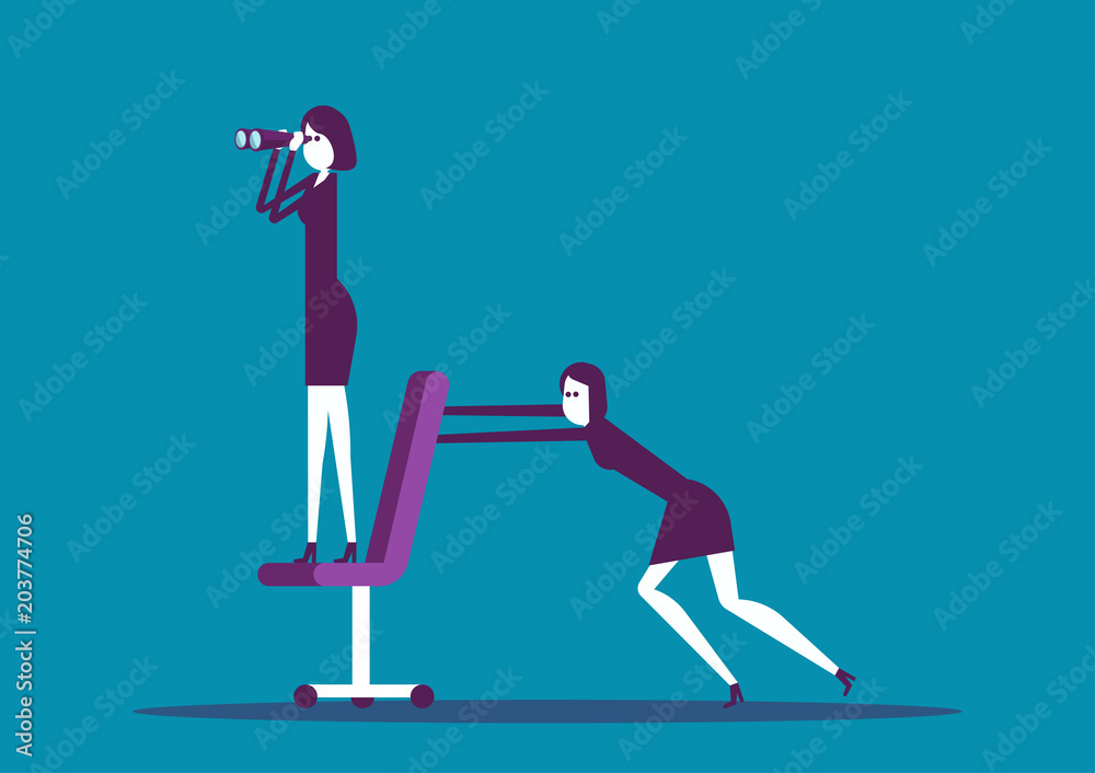 Employee push manager the way forward, Vector illustration direction business concept.