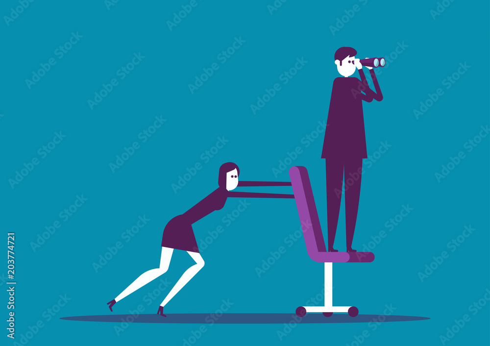 Employee push manager the way forward, Vector illustration direction business concept. Employee push manager the way forward, Vector illustration direction business concept.