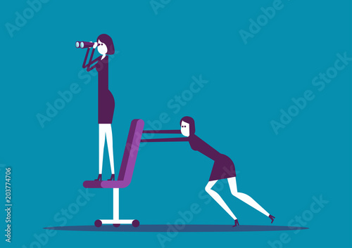 Employee push manager the way forward, Vector illustration direction business concept.