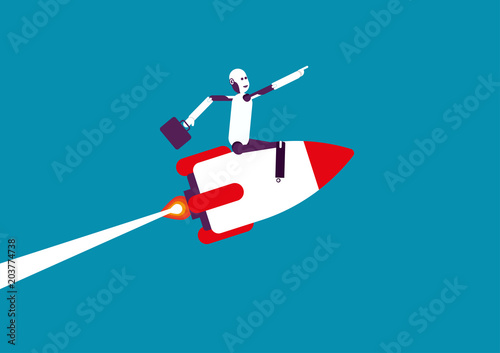 Robot uptrend. Vector illustration business technology concept.