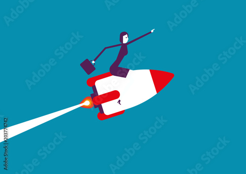 Businesswoman uptrend. Vector illustration business technology concept.