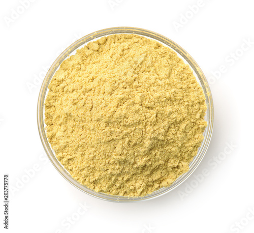 Top view of bowl with mustard powder