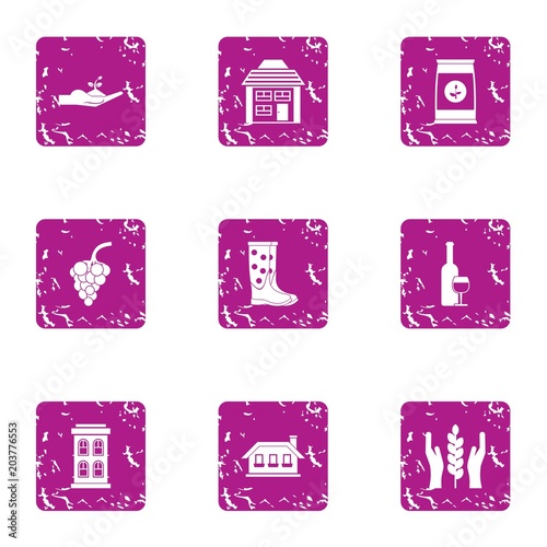 Grow the culture icons set. Grunge set of 9 grow the culture vector icons for web isolated on white background