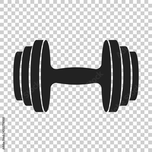 Dumbbell fitness gym in flat style. Barbell illustration on isolated transparent background. Bodybuilding sport concept.