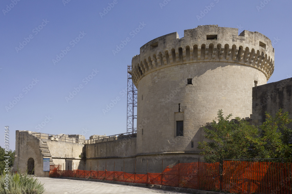 Medieval Tramontano Castle in Matera, under renovation works