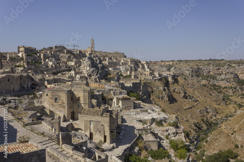 scenic view of Murgia landscape surrounding Matera city in Italy