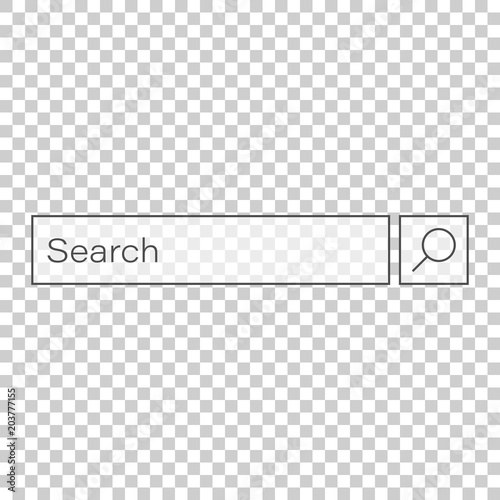 Search bar vector ui element icon in flat style. Search website form illustration field. Find search business concept on isolated transparent background.