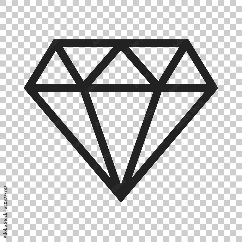 Diamond jewel gem vector icon in flat style. Diamond gemstone illustration  on isolated transparent background. Jewelry brilliant concept. Stock Vector  | Adobe Stock