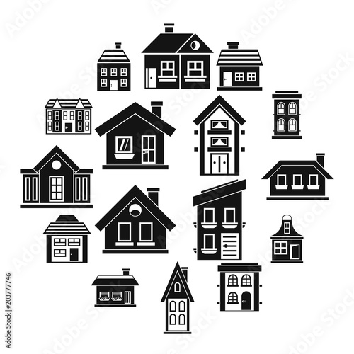 House icons set in simple style. Real estate set collection vector illustration