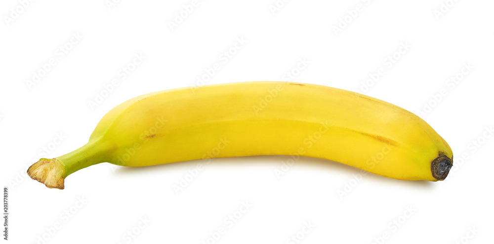 One banana on white background