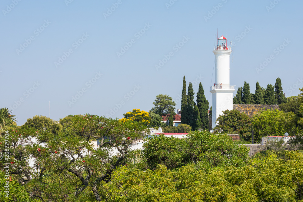 Lighthouse in Colonia del Sacramento, small colonial town, Uruguay.
