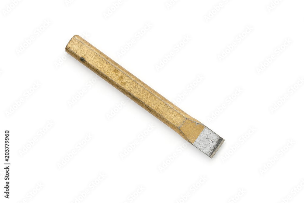 old grungy chisel for stone works, isolated on white old grungy chisel for stone works, isolated on white