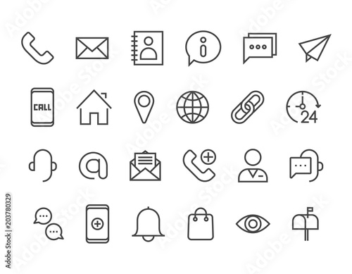 Help and Support Contact Communications Related Vector Line Icons Phone Assistant, Online Help, Video Chat and more Editable Stroke. 48x48 Pixel Perfect