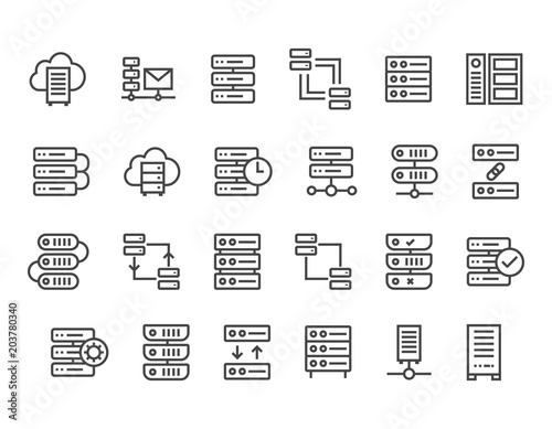 Set of Network and Server icon set  Editable Stroke. 48x48 Pixel Perfect.