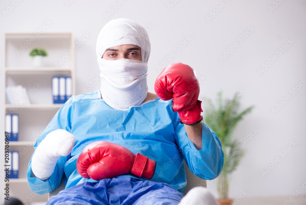 Injured boxer recovering in hospital Injured boxer recovering in hospital