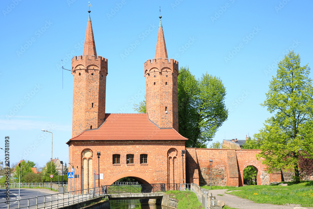 Naklejka premium Historic town gate in Stargard Szczecinski, Pomerania, Poland