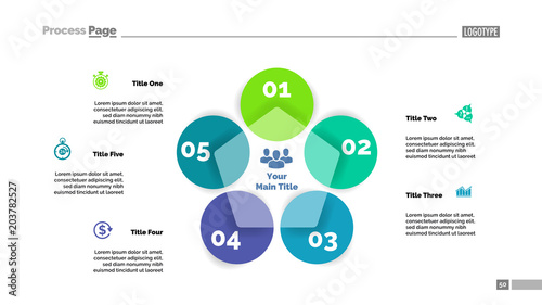 Five circle flowchart slide template