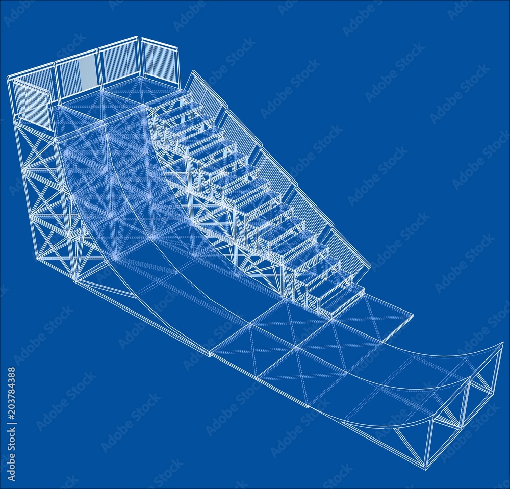 Ramp concept outline. Vector