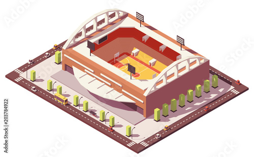 Vector isometric low poly basketball stadium