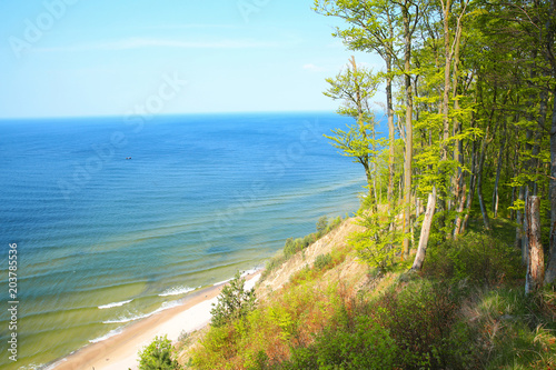 Fototapeta Naklejka Na Ścianę i Meble -  Panoramic view over the Baltic Sea in Wolinski Natural Preserve, Pomerania, Poland