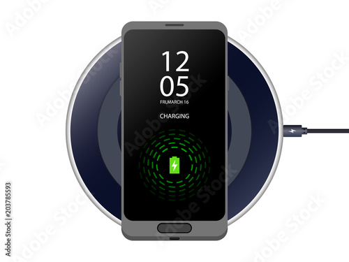 Wireless charging for smartphone Charging mobile Vector Icon