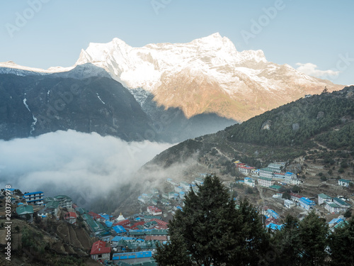 View of Namche Bazaar from an elevated position