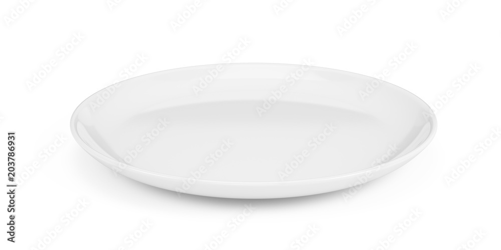 Empty white plate isolated on white - 3d rendering Empty white plate isolated on white - 3d rendering