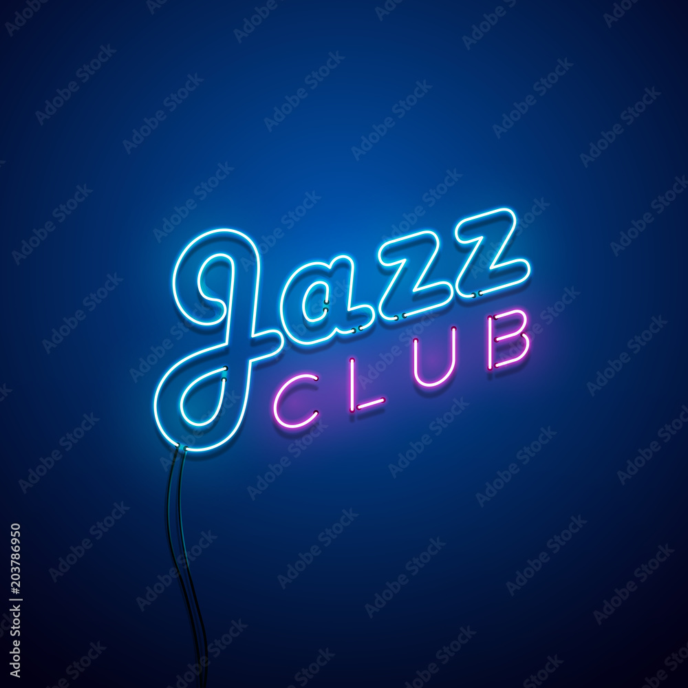 Jazz club neon sign. Vector illustration. Jazz club neon sign. Vector illustration.