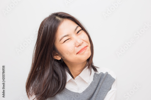 Cheerful asian young smiling to camera