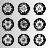 Car wheels icons vector set