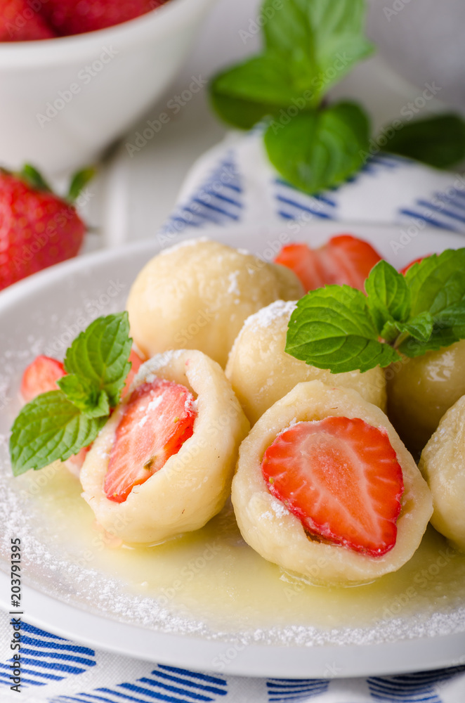 Stuffed strawberry dumplings Stuffed strawberry dumplings