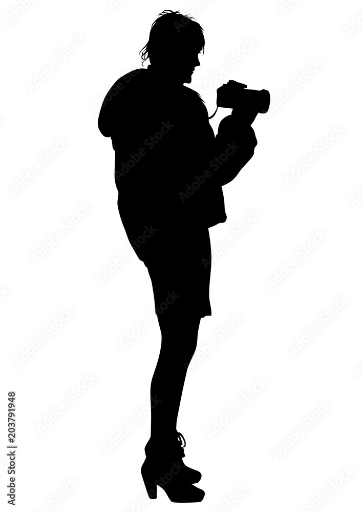 People with a camera on white background