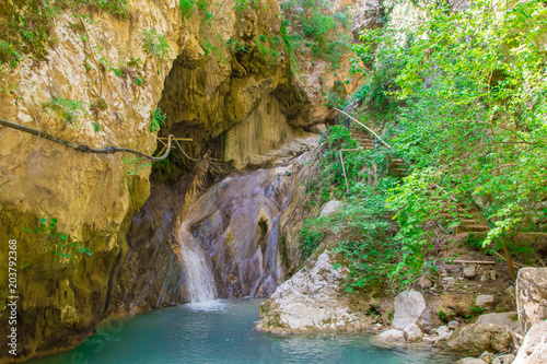 Nidri waterfalls in Lefkada ionian island in Greece