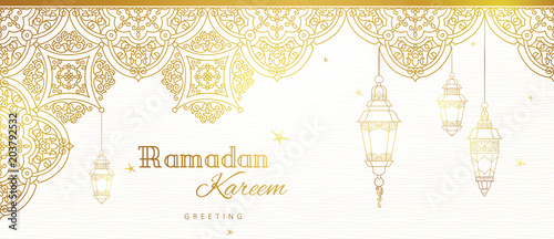 Photography Golden card for Ramadan Kareem greeting.