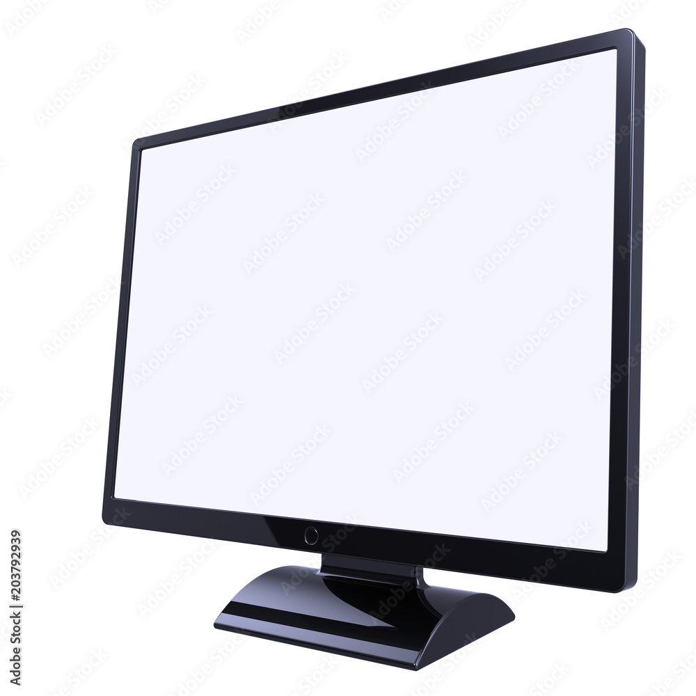 Monitor computer LCD TV screen blank desctop display black. 3d illustration isolated Monitor computer LCD TV screen blank desctop display black. 3d illustration isolated
